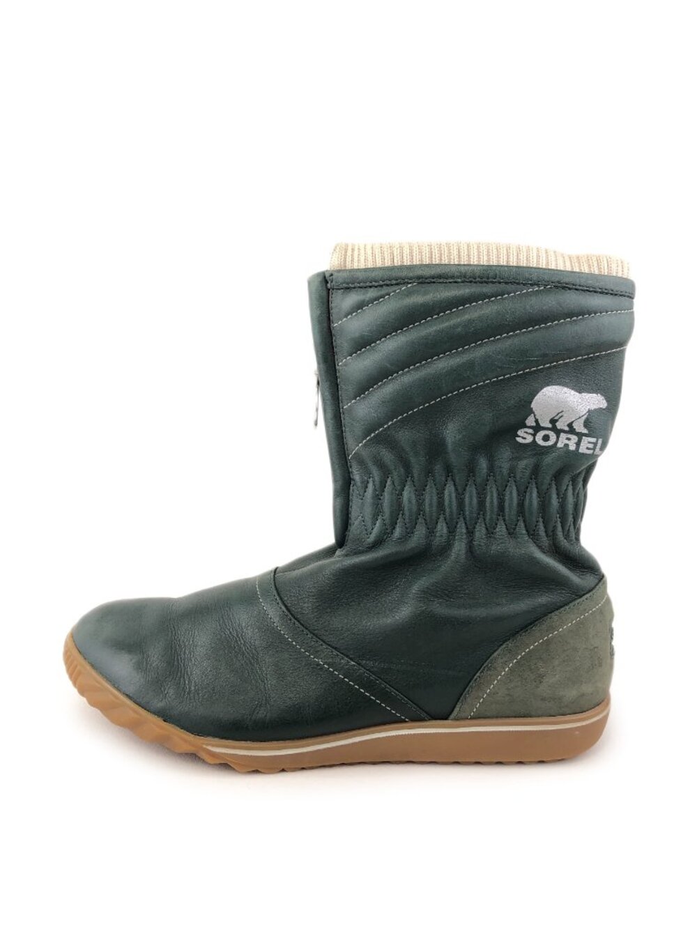 Sorel Firenzy Breve Green Leather Winter Boots 9